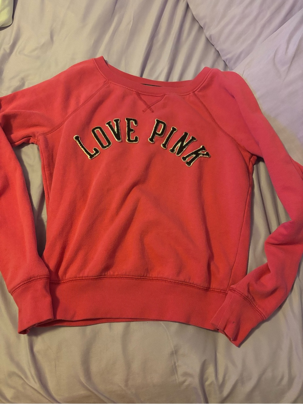 PINK Victoria's Secret Coral Pink 'Love Pink' Crewneck Sweatshirt